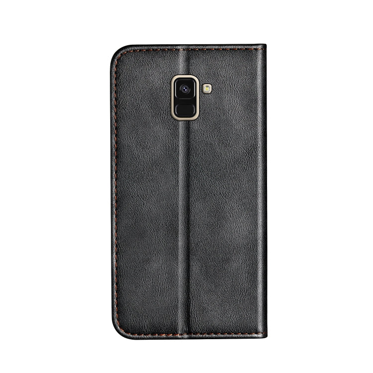 Business Solid Color Stitching Horizontal Flip Leather Case for Galaxy A5 (2018), with Holder & Card Slots & Wallet & Lanyard