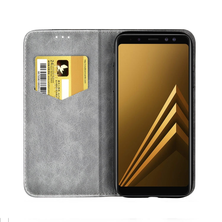 Business Solid Color Stitching Horizontal Flip Leather Case for Galaxy A5 (2018), with Holder & Card Slots & Wallet & Lanyard