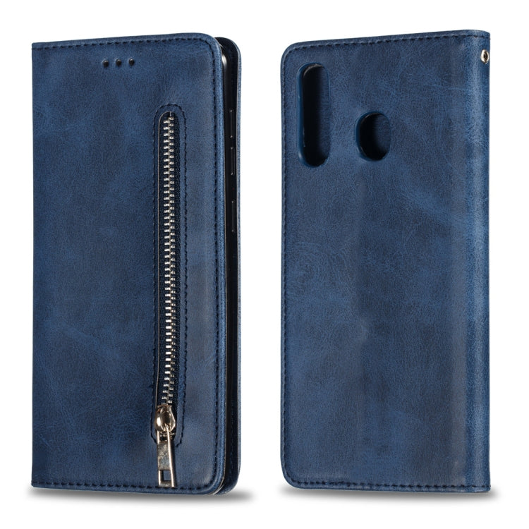Calf Texture Zipper Magnetic Horizontal Flip Leather Case for Galaxy A30, with Wallet & Holder & Card Slots