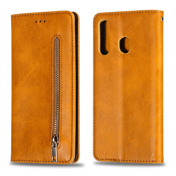 Calf Texture Zipper Magnetic Horizontal Flip Leather Case for Galaxy A30, with Wallet & Holder & Card Slots