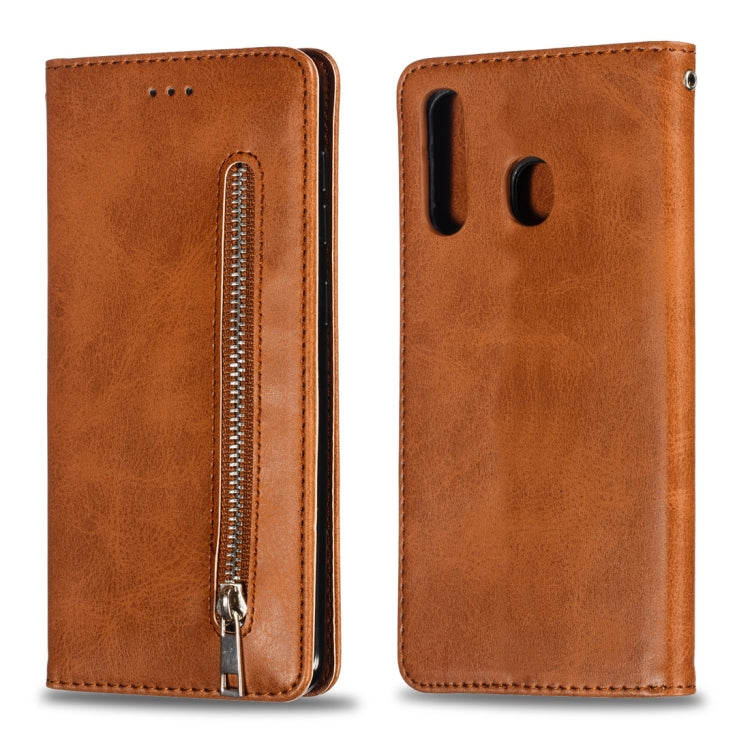 Calf Texture Zipper Magnetic Horizontal Flip Leather Case for Galaxy A30, with Wallet & Holder & Card Slots