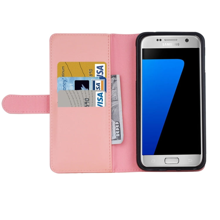 For Galaxy S7 Edge Plain Weave Texture Zipper Horizontal Flip Leather Case with Detachable Back Protective Case & Card Slots & Wallet