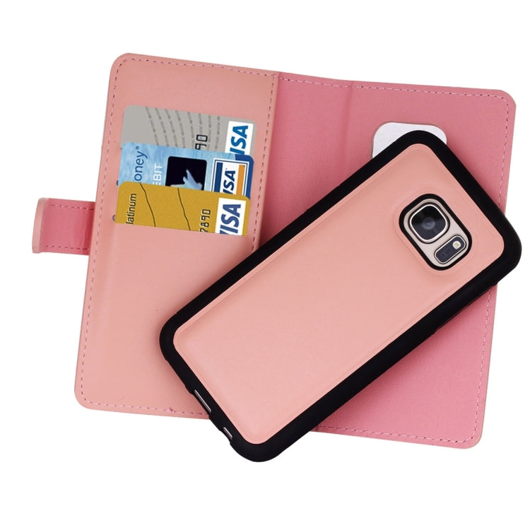 For Galaxy S7 Edge Plain Weave Texture Zipper Horizontal Flip Leather Case with Detachable Back Protective Case & Card Slots & Wallet