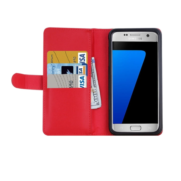 For Galaxy S7 Edge Plain Weave Texture Zipper Horizontal Flip Leather Case with Detachable Back Protective Case & Card Slots & Wallet