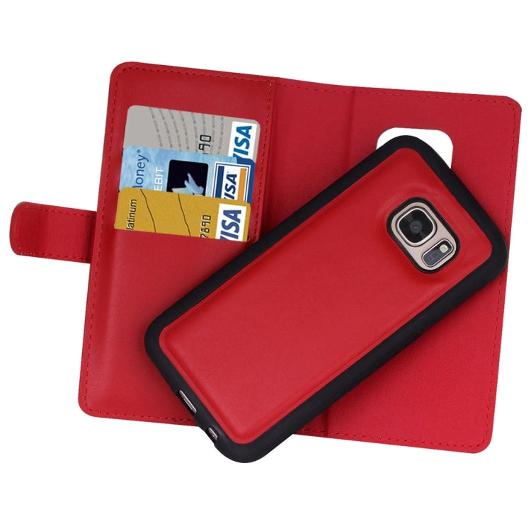 For Galaxy S7 Edge Plain Weave Texture Zipper Horizontal Flip Leather Case with Detachable Back Protective Case & Card Slots & Wallet