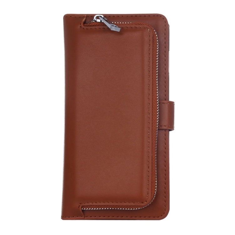 For Galaxy S7 Edge Plain Weave Texture Zipper Horizontal Flip Leather Case with Detachable Back Protective Case & Card Slots & Wallet