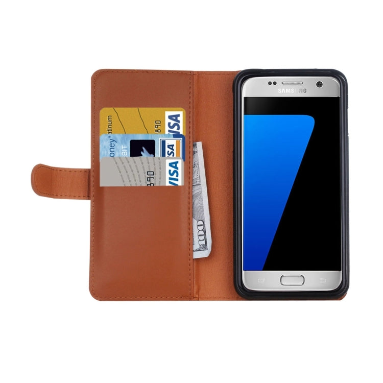 For Galaxy S7 Edge Plain Weave Texture Zipper Horizontal Flip Leather Case with Detachable Back Protective Case & Card Slots & Wallet