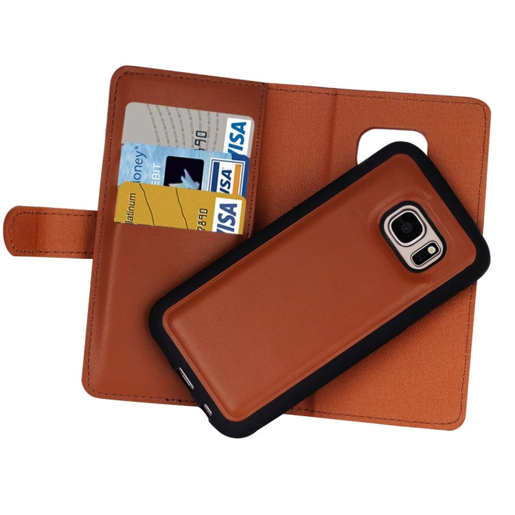 For Galaxy S7 Edge Plain Weave Texture Zipper Horizontal Flip Leather Case with Detachable Back Protective Case & Card Slots & Wallet
