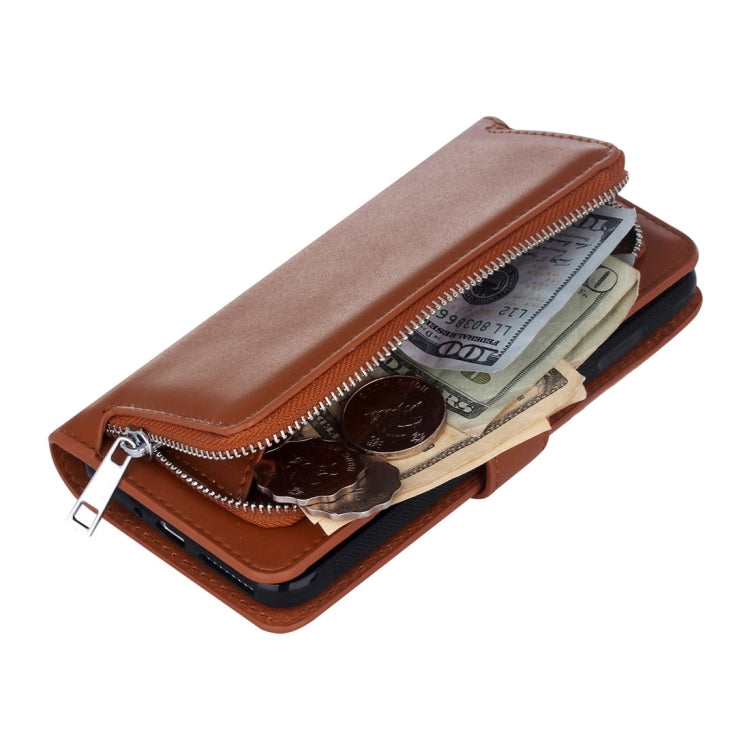 For Galaxy S7 Edge Plain Weave Texture Zipper Horizontal Flip Leather Case with Detachable Back Protective Case & Card Slots & Wallet