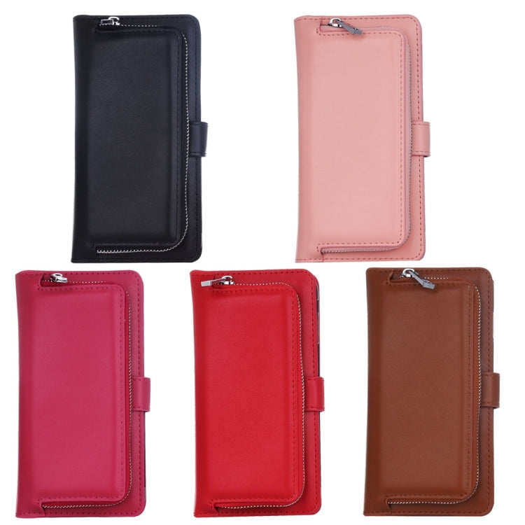 For Galaxy S7 Edge Plain Weave Texture Zipper Horizontal Flip Leather Case with Detachable Back Protective Case & Card Slots & Wallet