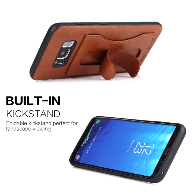 Fierre Shann Full Coverage Protective Leather Case for Galaxy S8,  with Holder & Card Slot