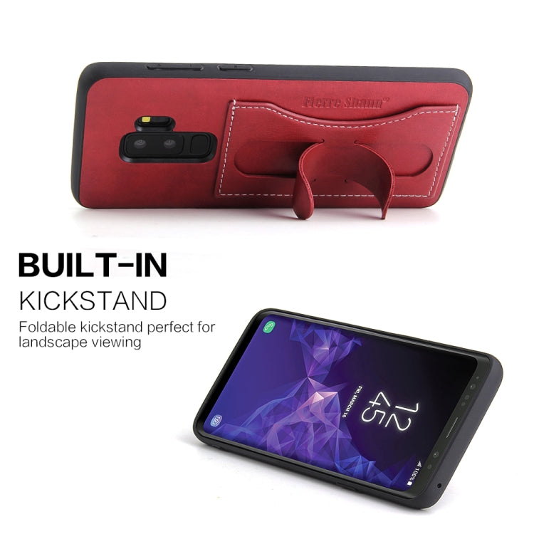 Fierre Shann Full Coverage Protective Leather Case for Galaxy S9,  with Holder & Card Slot