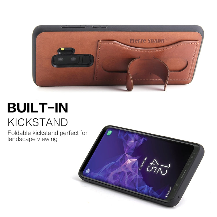 Fierre Shann Full Coverage Protective Leather Case for Galaxy S9,  with Holder & Card Slot