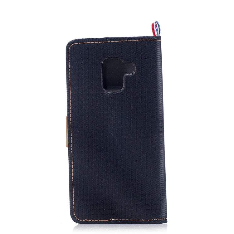For Galaxy A8 (2018) Denim Texture Horizontal Flip Leather Case with Holder & Card Slots