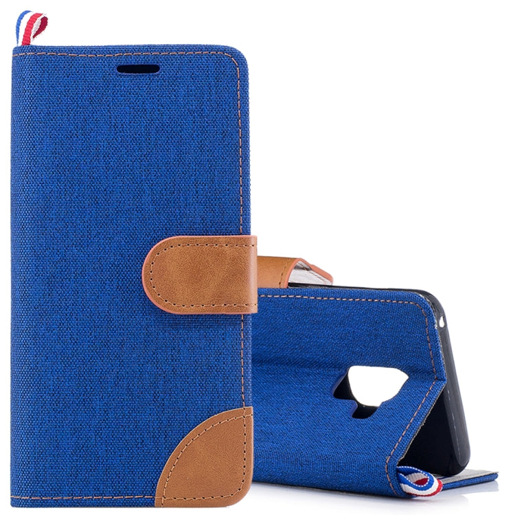 For Galaxy A8 (2018) Denim Texture Horizontal Flip Leather Case with Holder & Card Slots