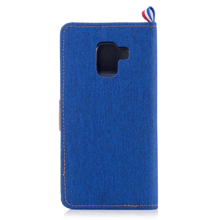 For Galaxy A8 (2018) Denim Texture Horizontal Flip Leather Case with Holder & Card Slots