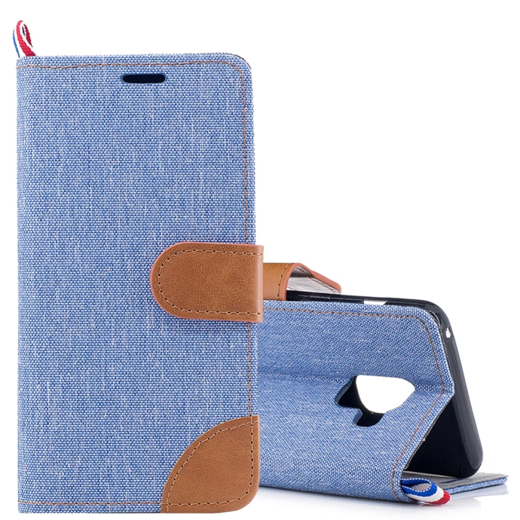 For Galaxy A8 (2018) Denim Texture Horizontal Flip Leather Case with Holder & Card Slots