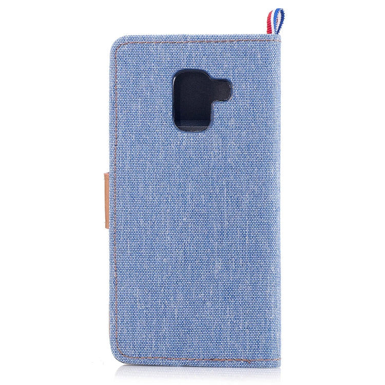 For Galaxy A8 (2018) Denim Texture Horizontal Flip Leather Case with Holder & Card Slots