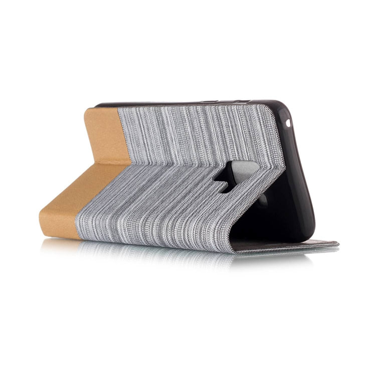 For Galaxy A8 (2018) Canvas Texture PU + TPU Horizontal Flip Leather Case with Holder & Card Slot