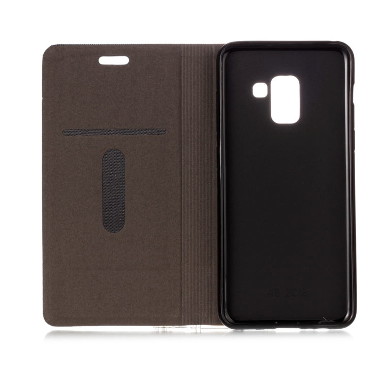 For Galaxy A8 (2018) Canvas Texture PU + TPU Horizontal Flip Leather Case with Holder & Card Slot