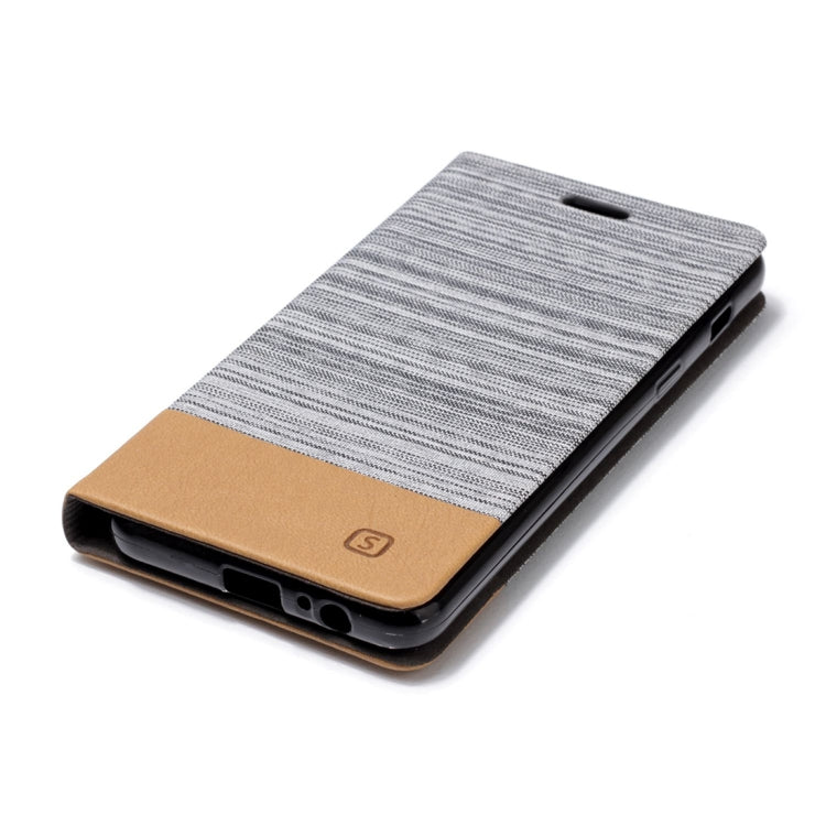For Galaxy A8 (2018) Canvas Texture PU + TPU Horizontal Flip Leather Case with Holder & Card Slot