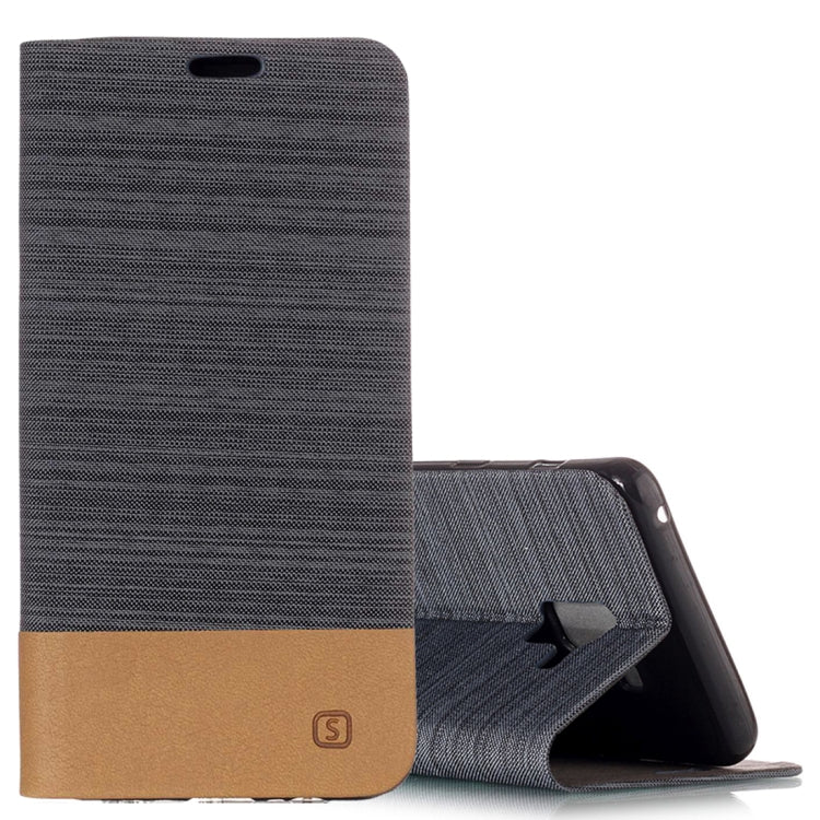 For Galaxy A8+ (2018) Canvas Texture PU + TPU Horizontal Flip Leather Case with Holder & Card Slot