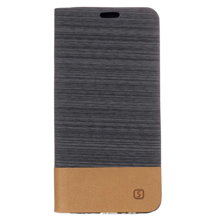 For Galaxy A8+ (2018) Canvas Texture PU + TPU Horizontal Flip Leather Case with Holder & Card Slot