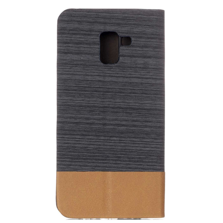 For Galaxy A8+ (2018) Canvas Texture PU + TPU Horizontal Flip Leather Case with Holder & Card Slot