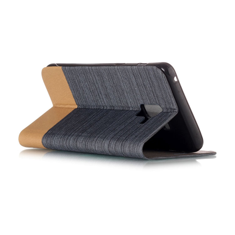 For Galaxy A8+ (2018) Canvas Texture PU + TPU Horizontal Flip Leather Case with Holder & Card Slot