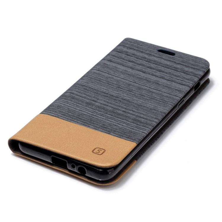 For Galaxy A8+ (2018) Canvas Texture PU + TPU Horizontal Flip Leather Case with Holder & Card Slot