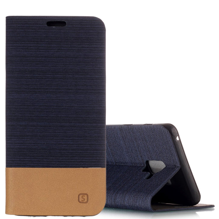 For Galaxy A8+ (2018) Canvas Texture PU + TPU Horizontal Flip Leather Case with Holder & Card Slot