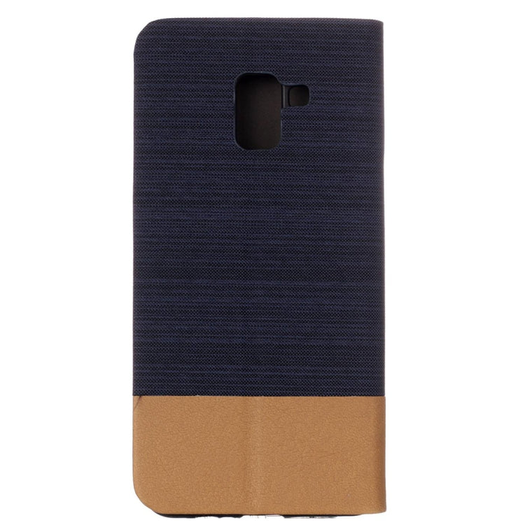 For Galaxy A8+ (2018) Canvas Texture PU + TPU Horizontal Flip Leather Case with Holder & Card Slot