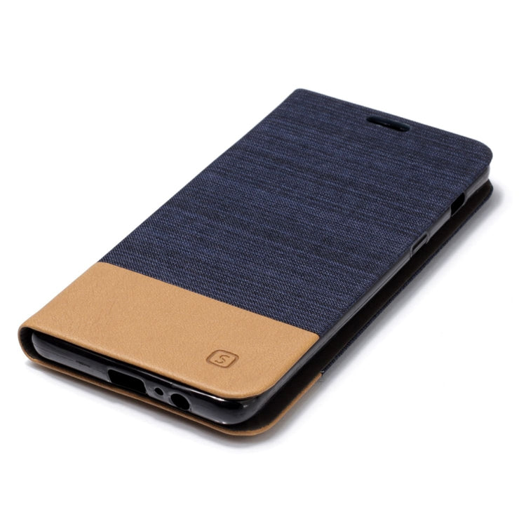 For Galaxy A8+ (2018) Canvas Texture PU + TPU Horizontal Flip Leather Case with Holder & Card Slot