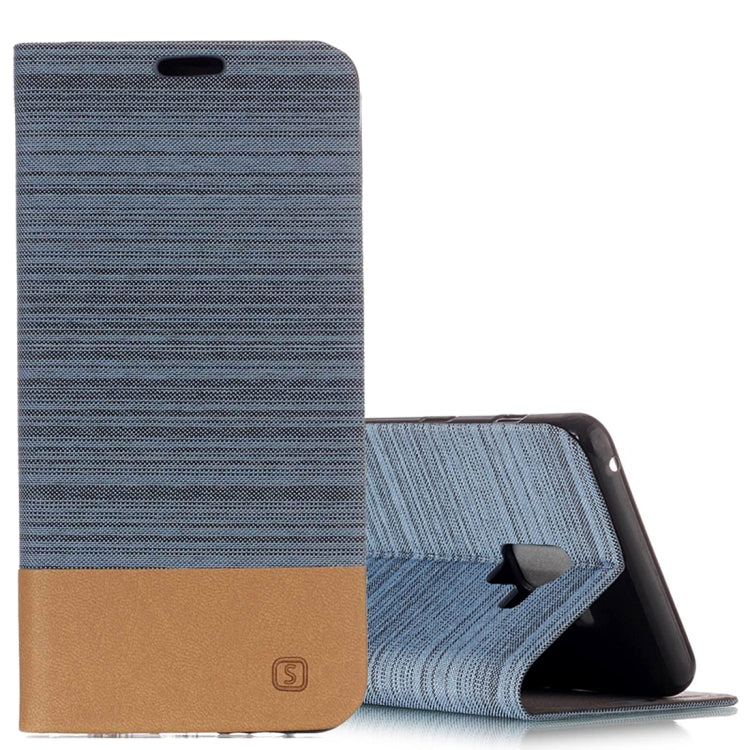 For Galaxy A8+ (2018) Canvas Texture PU + TPU Horizontal Flip Leather Case with Holder & Card Slot