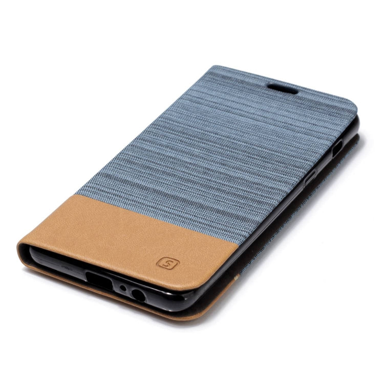 For Galaxy A8+ (2018) Canvas Texture PU + TPU Horizontal Flip Leather Case with Holder & Card Slot