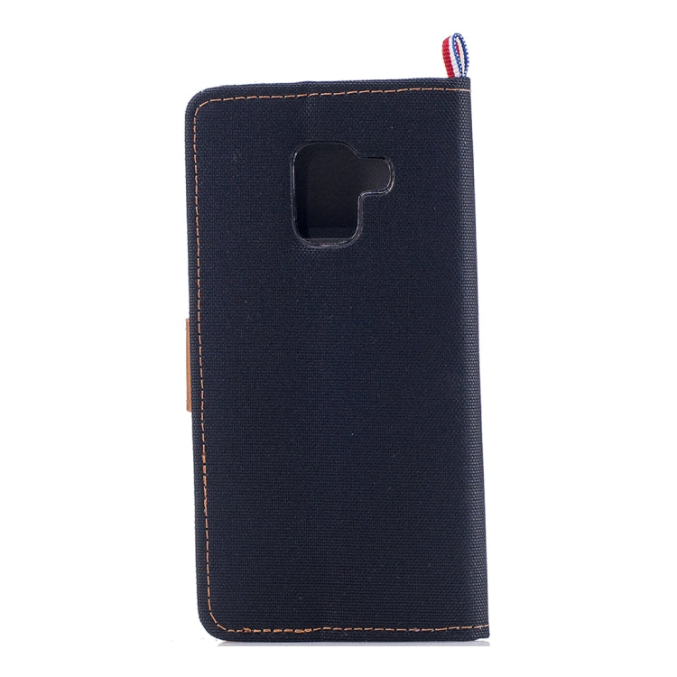 For Galaxy A8+ (2018) Denim Texture Horizontal Flip Leather Case with Holder & Card Slots
