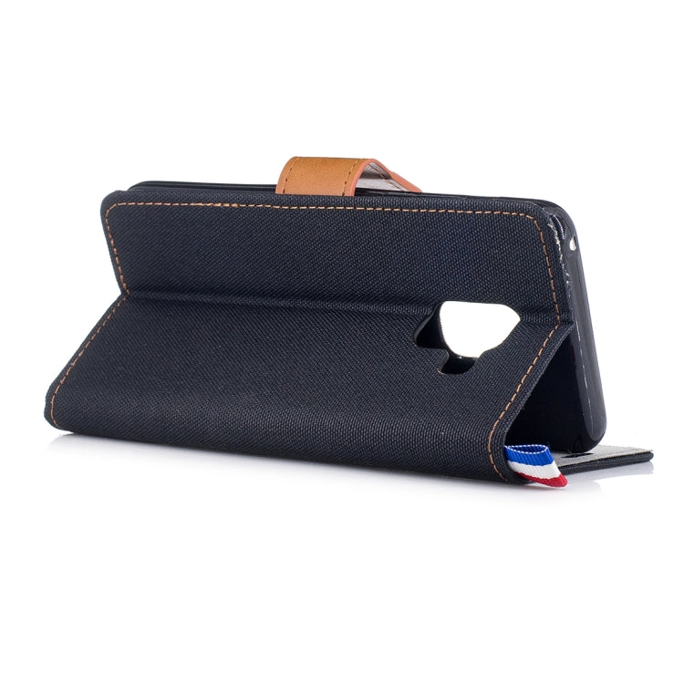 For Galaxy A8+ (2018) Denim Texture Horizontal Flip Leather Case with Holder & Card Slots