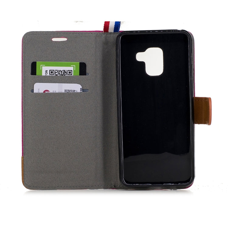 For Galaxy A8+ (2018) Denim Texture Horizontal Flip Leather Case with Holder & Card Slots