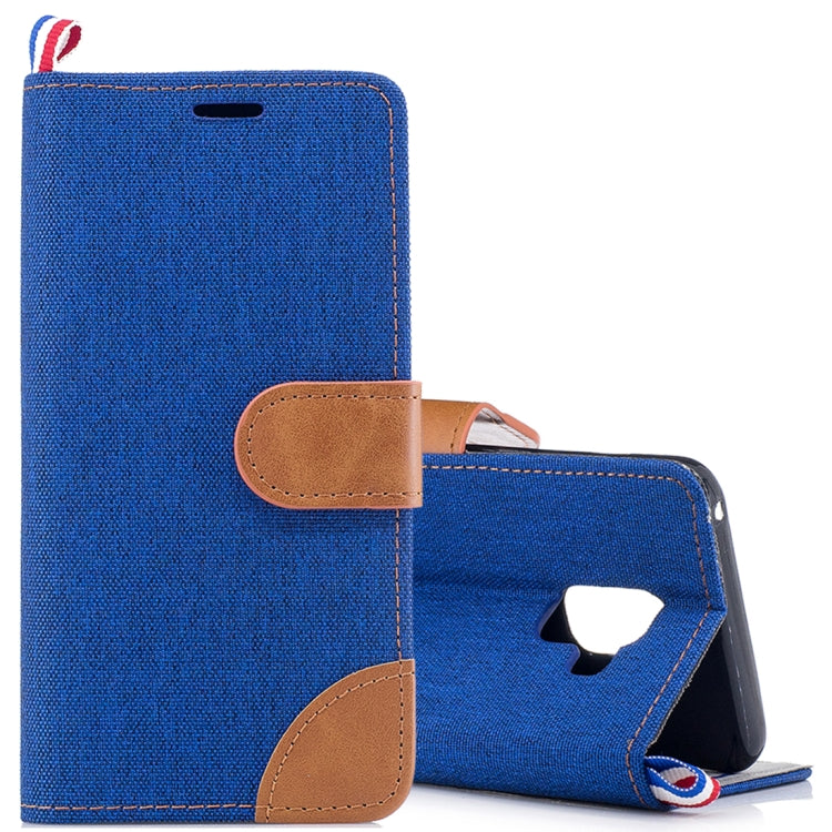 For Galaxy A8+ (2018) Denim Texture Horizontal Flip Leather Case with Holder & Card Slots