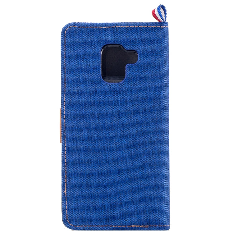 For Galaxy A8+ (2018) Denim Texture Horizontal Flip Leather Case with Holder & Card Slots