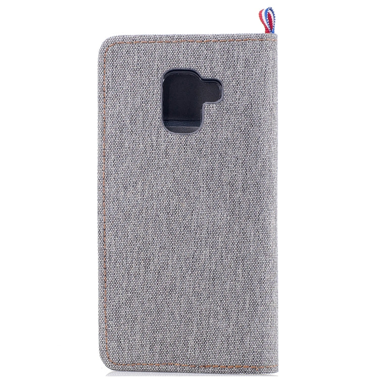 For Galaxy A8+ (2018) Denim Texture Horizontal Flip Leather Case with Holder & Card Slots