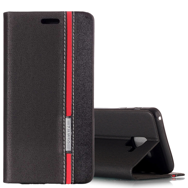 For Galaxy A8 (2018) Contrast Color Canvas Texture Horizontal Flip Leather Case with Holder & Card Slots