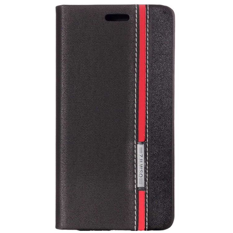 For Galaxy A8 (2018) Contrast Color Canvas Texture Horizontal Flip Leather Case with Holder & Card Slots