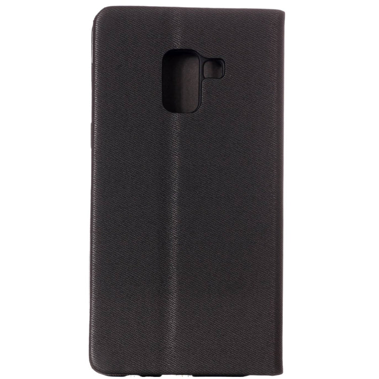 For Galaxy A8 (2018) Contrast Color Canvas Texture Horizontal Flip Leather Case with Holder & Card Slots