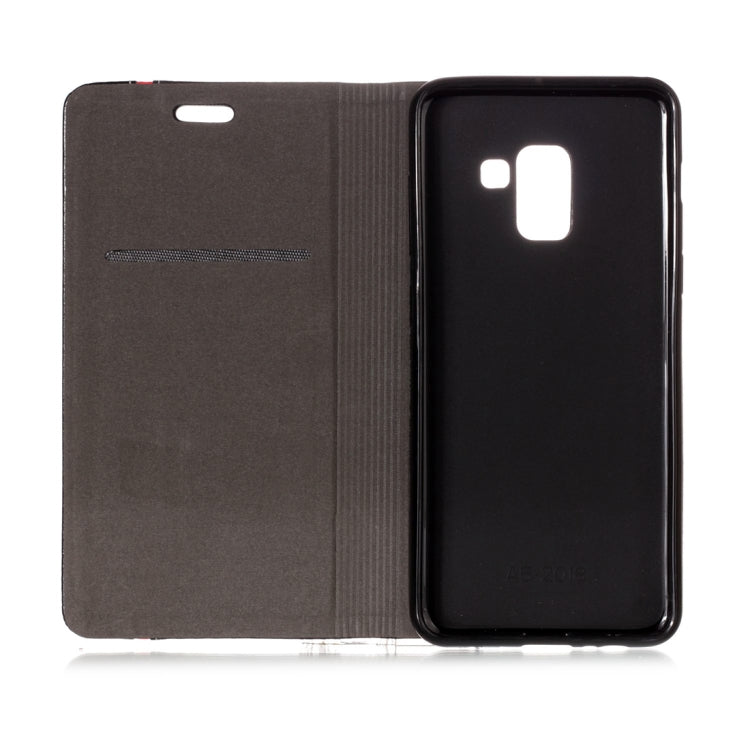 For Galaxy A8 (2018) Contrast Color Canvas Texture Horizontal Flip Leather Case with Holder & Card Slots