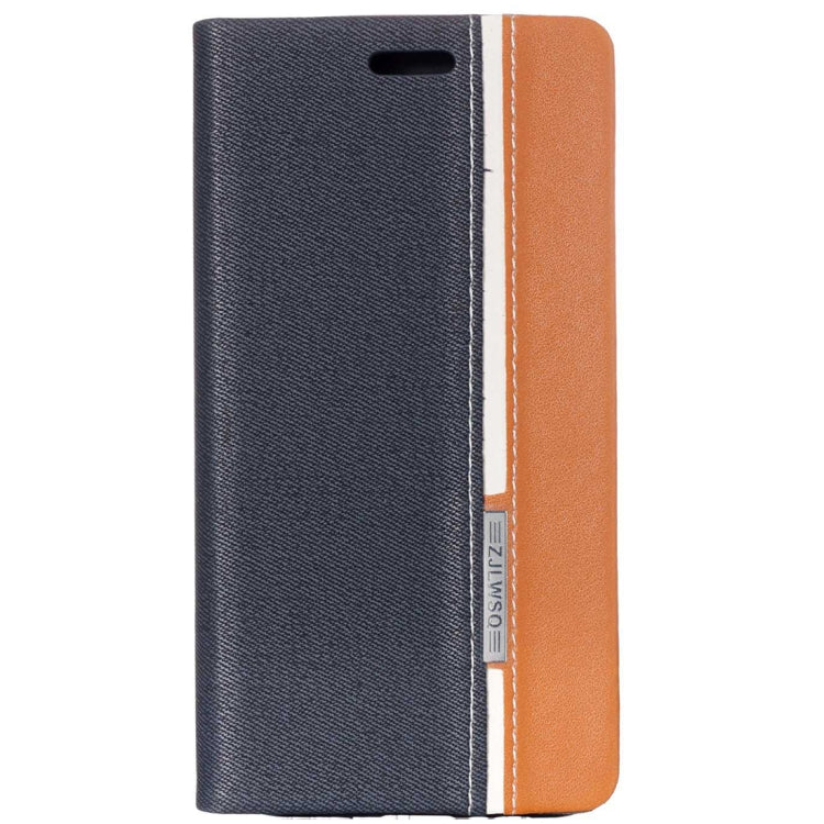 For Galaxy A8 (2018) Contrast Color Canvas Texture Horizontal Flip Leather Case with Holder & Card Slots
