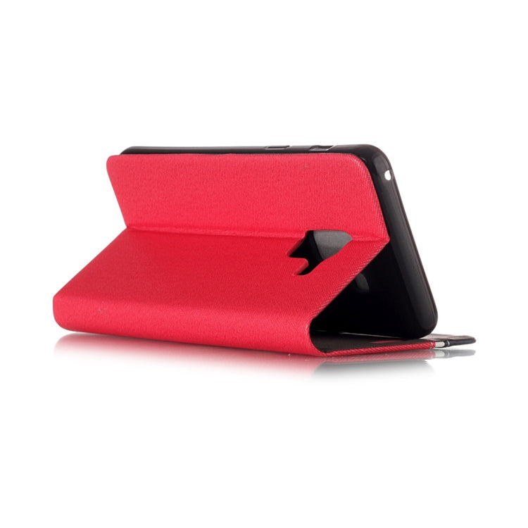 For Galaxy A8 (2018) Contrast Color Canvas Texture Horizontal Flip Leather Case with Holder & Card Slots