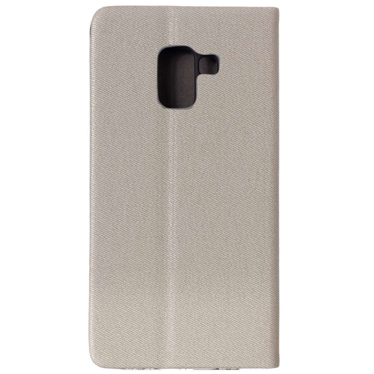 For Galaxy A8 (2018) Contrast Color Canvas Texture Horizontal Flip Leather Case with Holder & Card Slots