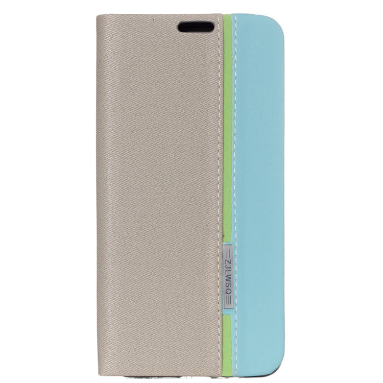 For Galaxy A8+ (2018) Contrast Color Canvas Texture Horizontal Flip Leather Case with Holder & Card Slot