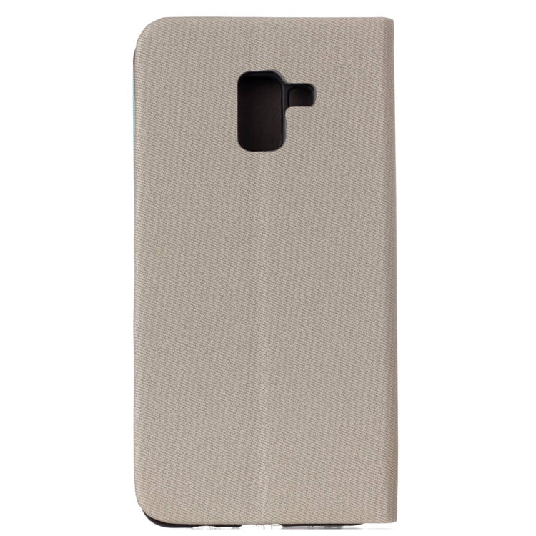 For Galaxy A8+ (2018) Contrast Color Canvas Texture Horizontal Flip Leather Case with Holder & Card Slot